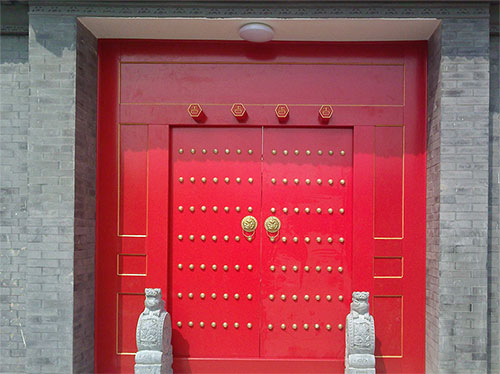 子长中国传统四合院系列朱红色中式木制大门木作